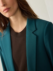 Teal Blue Twill Melange Relaxed Blazer - Image 5 of 9