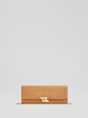 LK Bennett Florence Suede Curve Flap Clutch Bag - Bild 1 von 3
