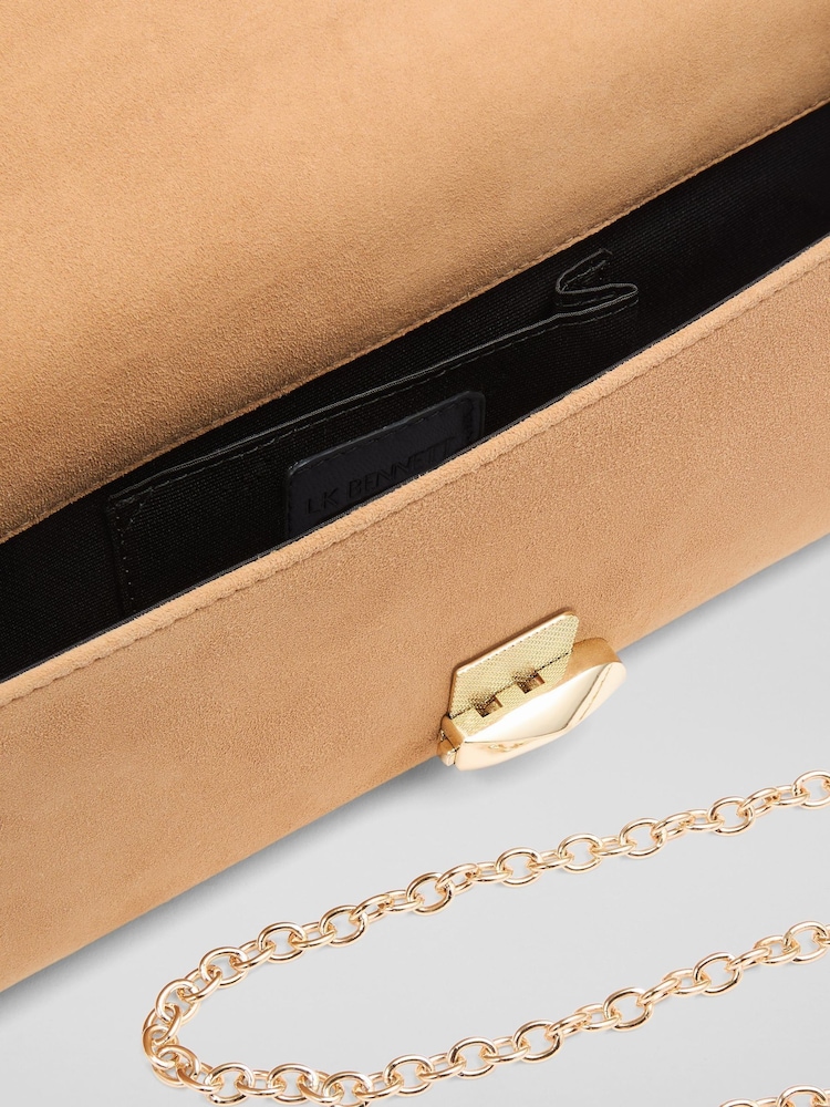 LK Bennett Florence Suede Curve Flap Clutch Bag - Bild 3 von 3
