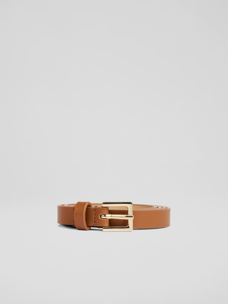 LK Bennett Clover Leather Square Buckle Belt - Imagen 1 de 2