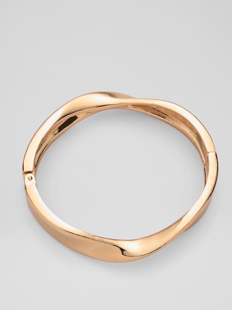 LK Bennett Metallic Darcie Gold Plating Oloid Clip Bangle - Image 1 of 2