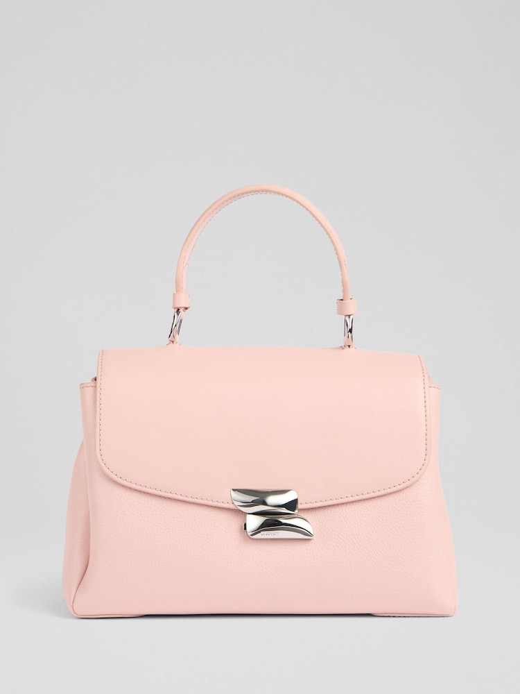 LK Bennett Pink Darcie Leather Top Handle Cross-Body Bag - Image 1 of 5