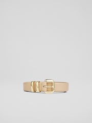 LK Bennett Jodie Leather Oloid Buckle Belt - Imagen 1 de 2