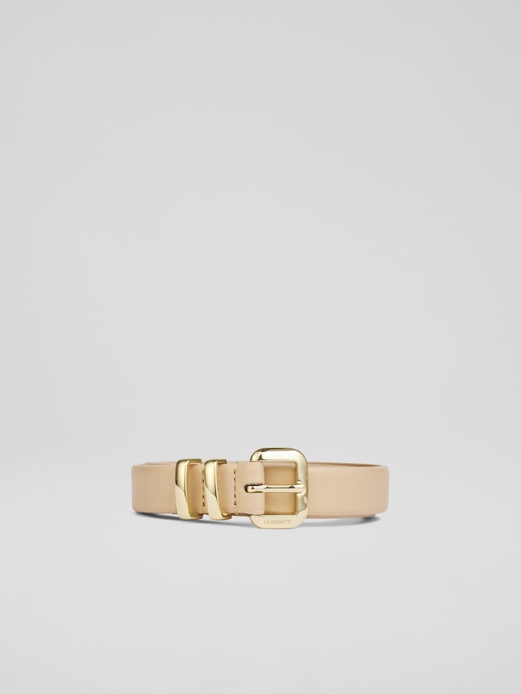 LK Bennett Jodie Leather Oloid Buckle Belt - Imagen 1 de 2