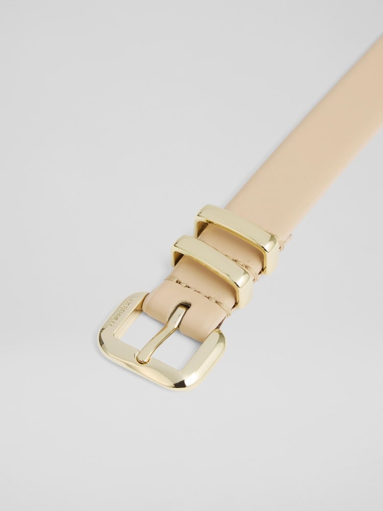LK Bennett Jodie Leather Oloid Buckle Belt - Imagen 2 de 2