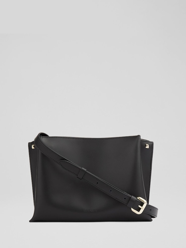 LK Bennett Black Evie Smooth Leather Structured Cross-Body - Image 1 of 3 LK Bennett Black Evie Smooth Leather Structured Cross-Body - Image 1 of 3