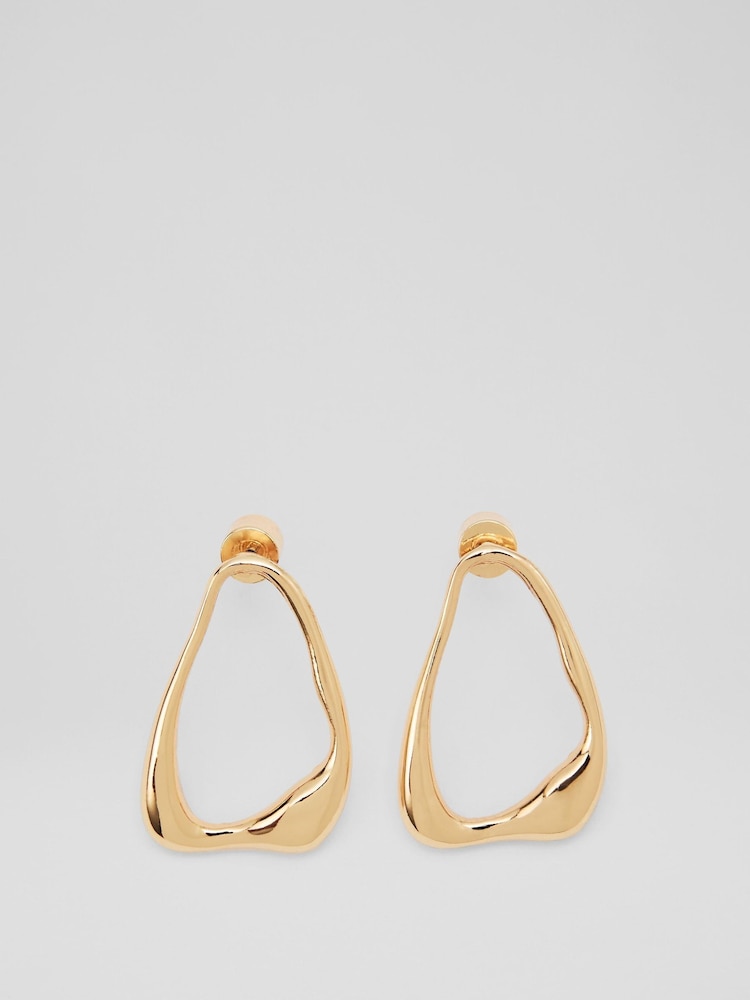LK Bennett Metallic Jodie Gold Plating Oloid Stud Drop - Image 1 of 2