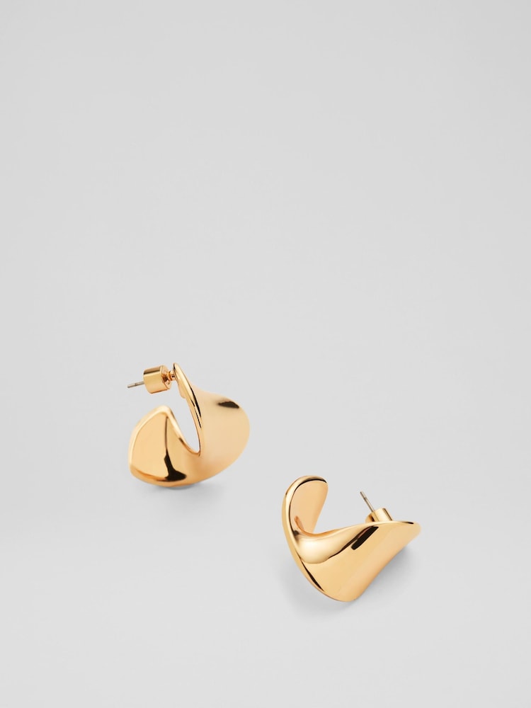 LK Bennett Metallic Darcie Gold Plating Oloid Large Drop - Image 2 of 2