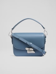 LK Bennett Blue Frankie Smooth Leather Core Cross-Body Bag - Image 1 of 6