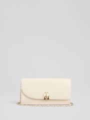 LK Bennett Florence Nappa Leather Curve Flap Clutch Bag - Bild 1 von 3
