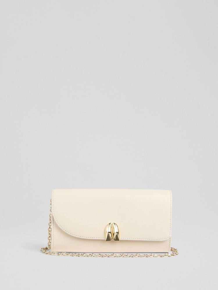LK Bennett Florence Nappa Leather Curve Flap Clutch Bag - Bild 1 von 3