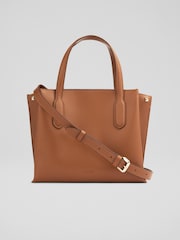 LK Bennett Brown Lola Smooth Leather Structured Tote - Image 1 of 3