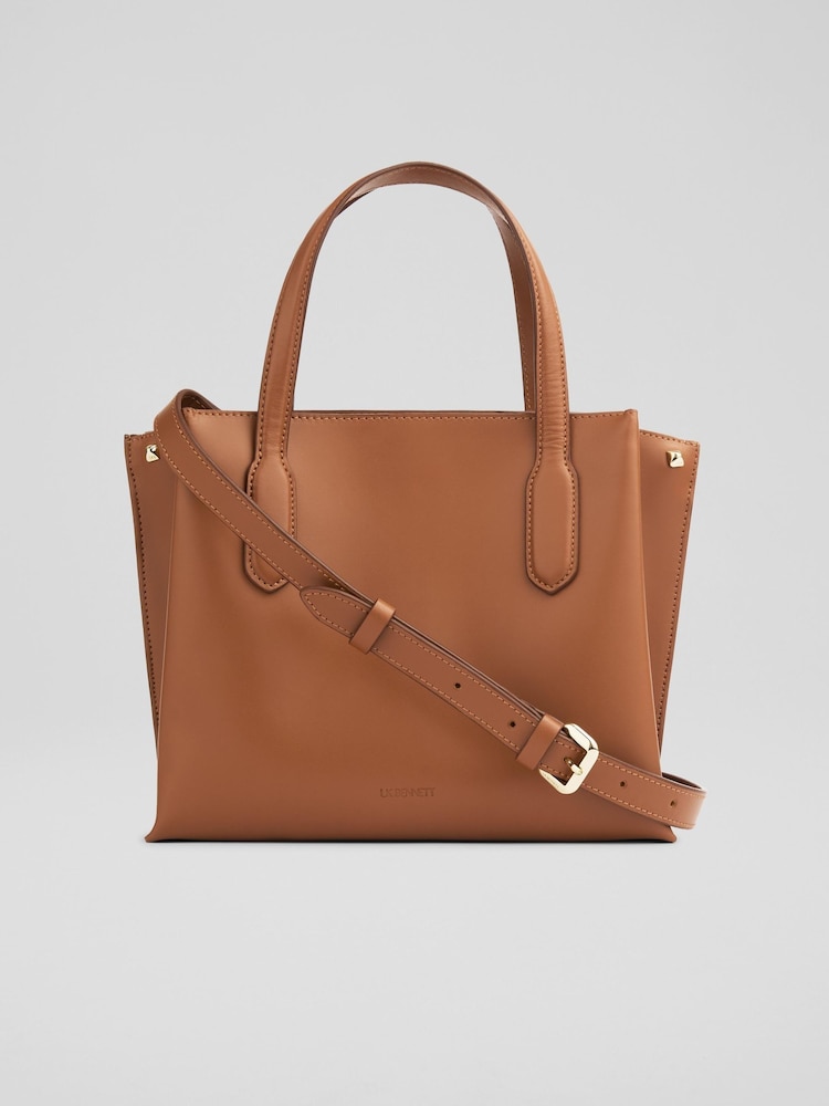 LK Bennett Brown Lola Smooth Leather Structured Tote - Image 1 of 3