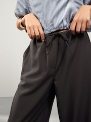 Brown Charcoal Drawstring Waist Tie Front Wide Leg Trousers - Image 5 of 8