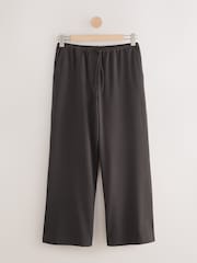 Brown Charcoal Drawstring Waist Tie Front Wide Leg Trousers - Image 6 of 8
