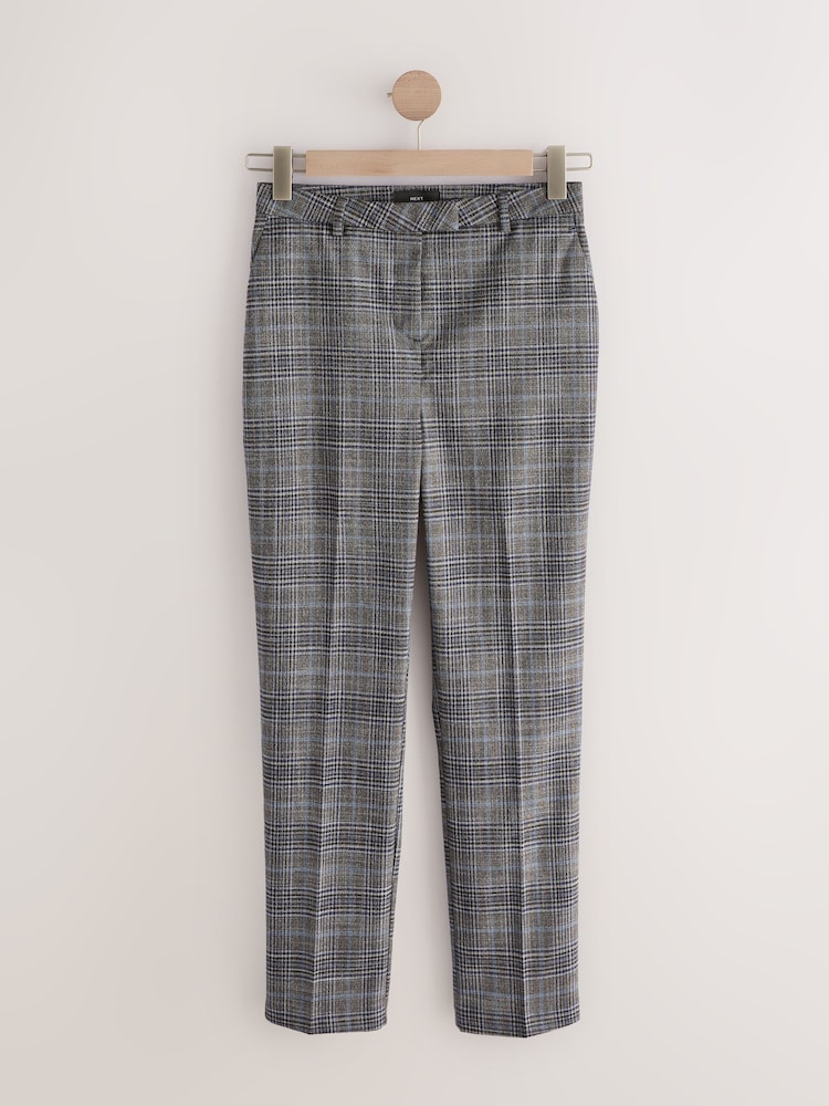 رمادي - Check Sculpting Slim Leg Trousers - صورة 1 من 4