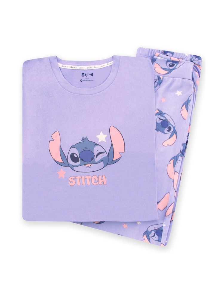 Character Purple Disney Lilo And Stitch Long Sleeve Pyjamas Set - Image 1 of 10