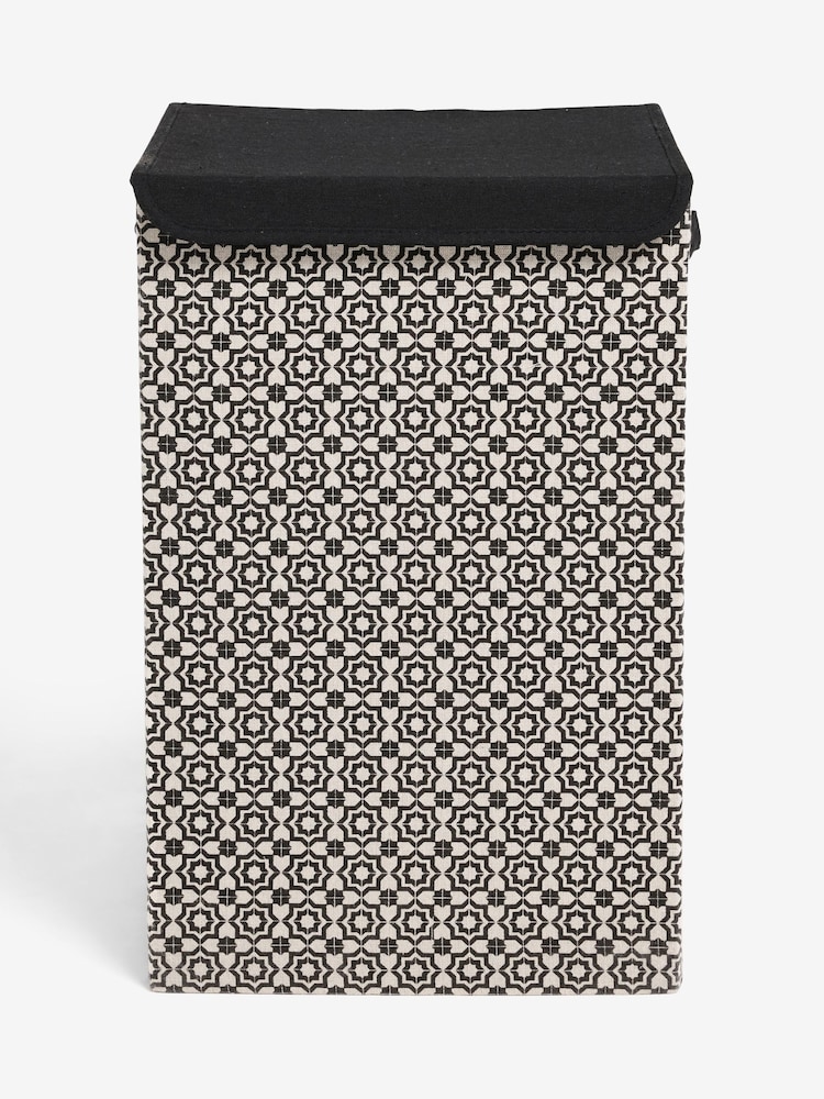 Black/White Geo Laundry Basket - Image 1 of 5 Black/White Geo Laundry Basket - Image 1 of 5