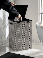 Black/White Geo Laundry Basket - Image 3 of 5