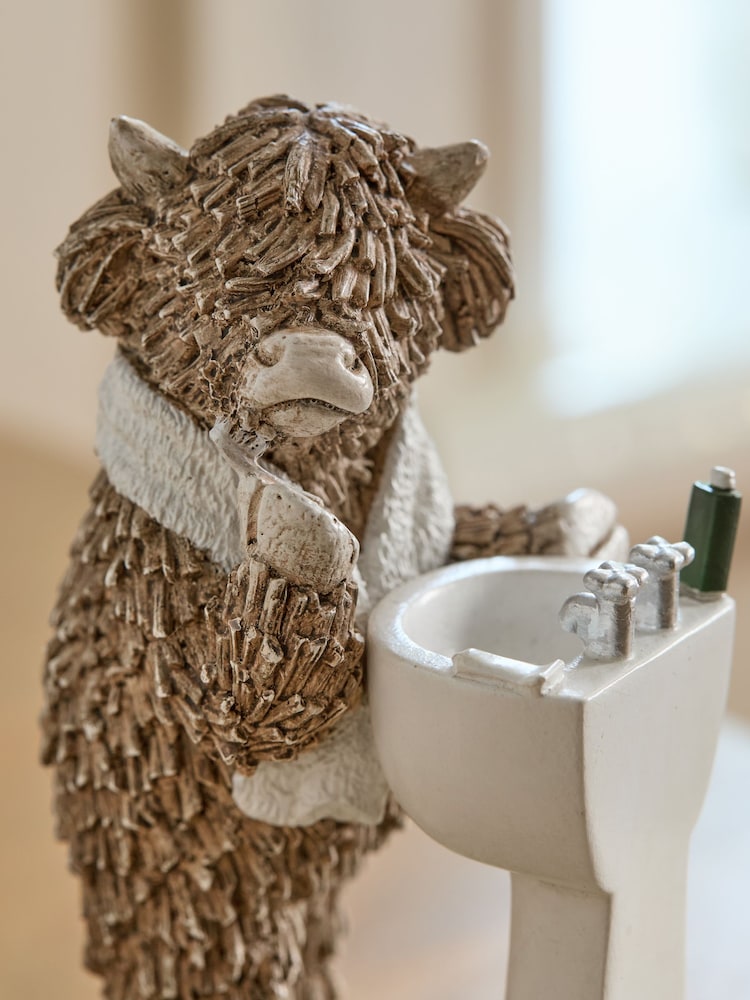 Natural Hamish the Highland Cow Bathroom Sink Ornament - Image 2 of 3