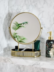 Gold Rib 5x Magnification Round Dressing Table Mirror - Image 1 of 3