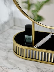 Gold Rib 5x Magnification Round Dressing Table Mirror - Image 2 of 3
