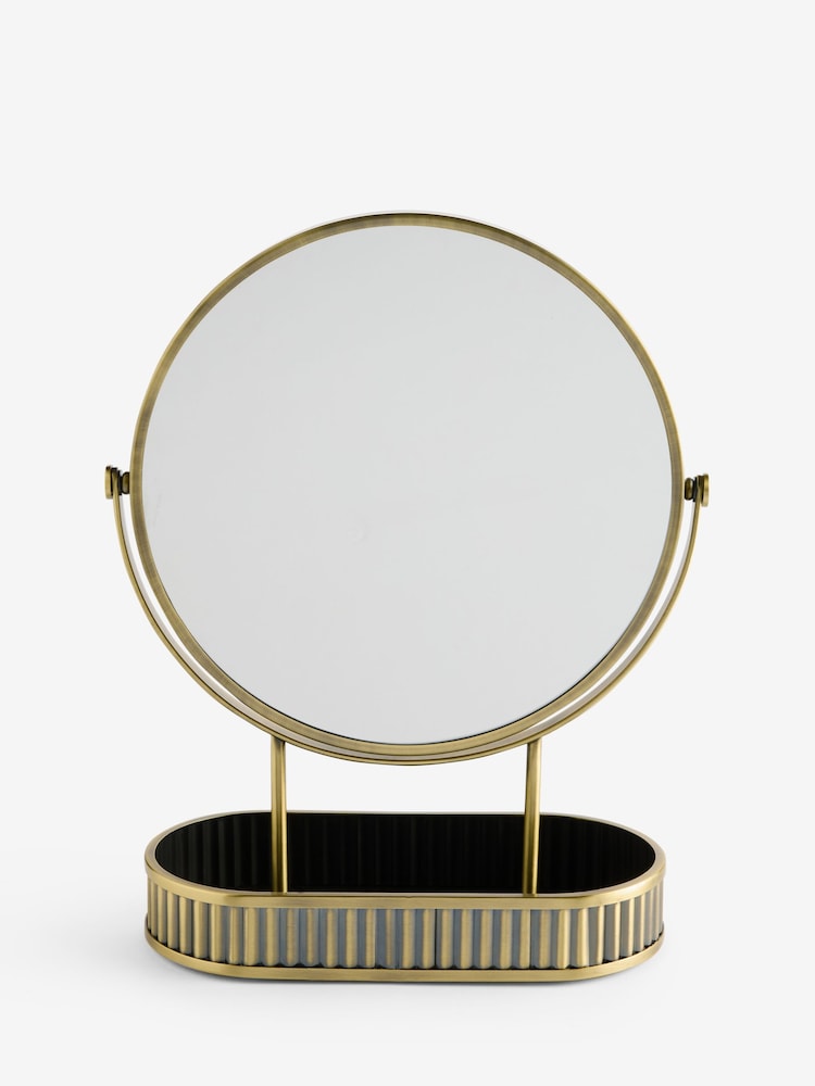 Gold Rib 5x Magnification Round Dressing Table Mirror - Image 3 of 3