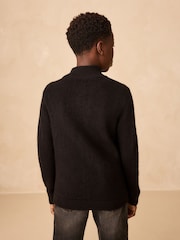 Black Utility Zip Through Knitted Cardigan (3-16yrs) - Image 7 of 8