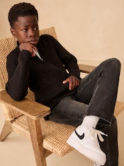 Black Utility Zip Through Knitted Cardigan (3-16yrs) - Image 8 of 8