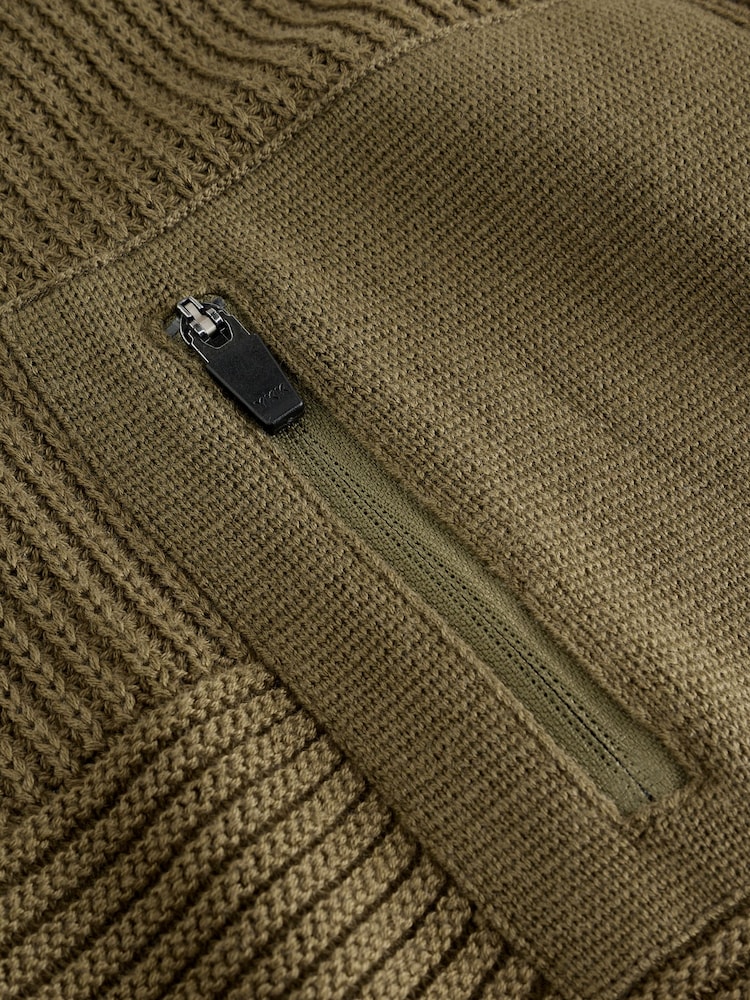 Khaki Green Utility Knitted Hoodie (3-16yrs) - Image 11 of 11