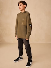 Khaki Green Utility Knitted Hoodie (3-16yrs) - Image 3 of 11