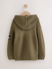 Khaki Green Utility Knitted Hoodie (3-16yrs) - Image 6 of 11