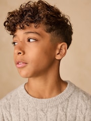Grey Cable Knit Crew Neck Jumper (3-16yrs) - Image 4 of 8