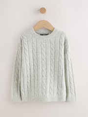 Grey Cable Knit Crew Neck Jumper (3-16yrs) - Image 5 of 8