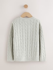 Grey Cable Knit Crew Neck Jumper (3-16yrs) - Image 6 of 8