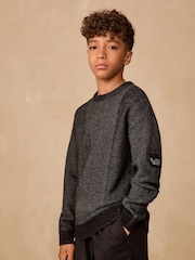 Black Utility Knitted Crew Neck Jumper (3-16yrs) - Image 1 of 8