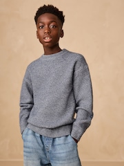 Blue Textured Knitted Crew Neck Jumper (3-16yrs) - Image 1 of 8