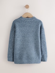 Blue Textured Knitted Crew Neck Jumper (3-16yrs) - Image 6 of 8