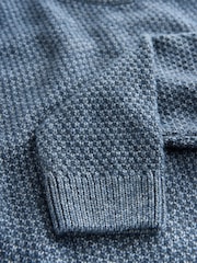 Blue Textured Knitted Crew Neck Jumper (3-16yrs) - Image 8 of 8
