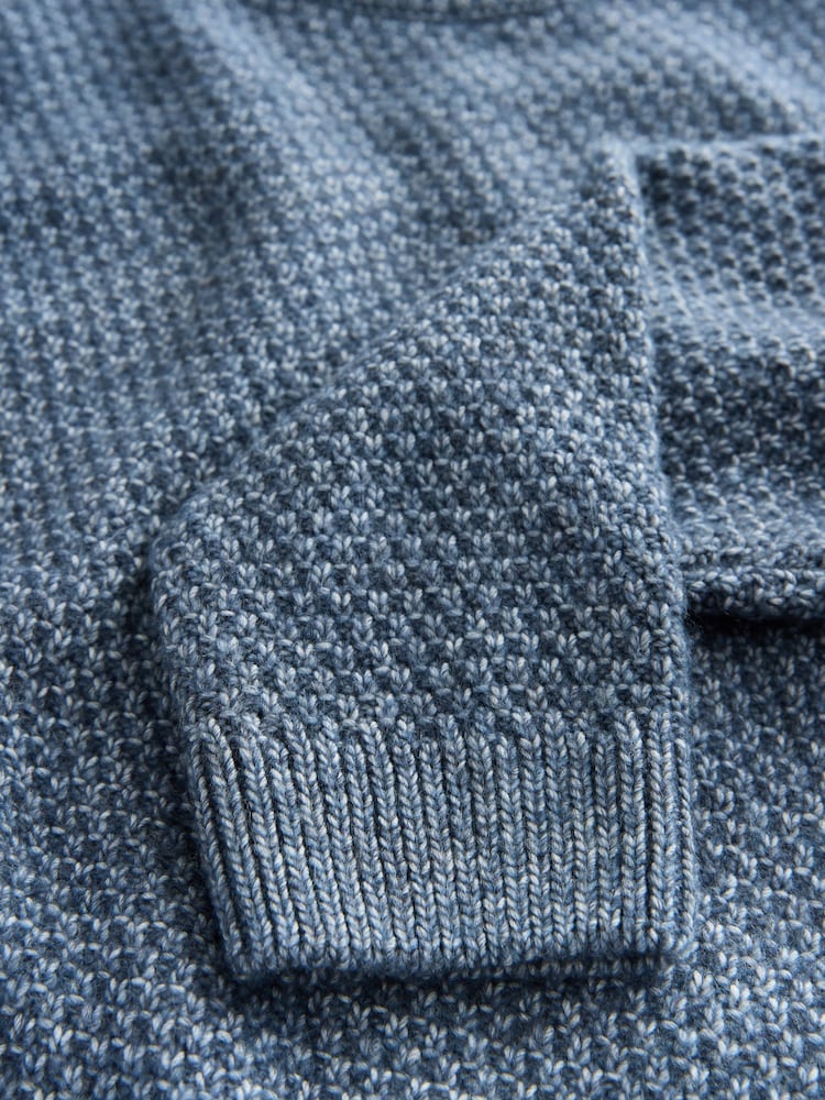 Blue Textured Knitted Crew Neck Jumper (3-16yrs) - Image 8 of 8