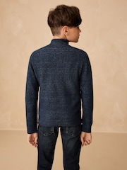 Navy Blue Knitted Zip Neck Jumper (3-16yrs) - Image 3 of 7