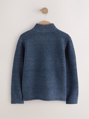 Navy Blue Knitted Zip Neck Jumper (3-16yrs) - Image 5 of 7
