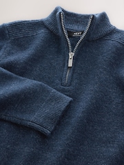 Navy Blue Knitted Zip Neck Jumper (3-16yrs) - Image 6 of 7