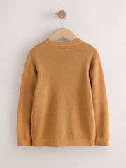 Tan Brown With Stag Cotton Crew Neck Knitted Jumper (3-16yrs) - Image 2 of 4