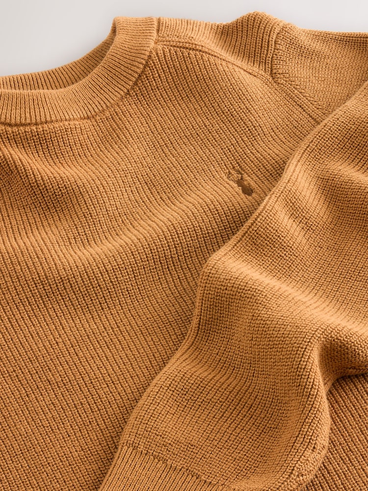 Tan Brown With Stag Cotton Crew Neck Knitted Jumper (3-16yrs) - Image 4 of 4