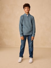 Blue Utility Zip Neck Knitted Jumper (3-16yrs) - Image 2 of 8