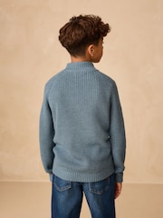 Blue Utility Zip Neck Knitted Jumper (3-16yrs) - Image 3 of 8