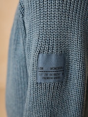 Blue Utility Zip Neck Knitted Jumper (3-16yrs) - Image 4 of 8