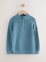 Blue Utility Zip Neck Knitted Jumper (3-16yrs) - Image 5 of 8