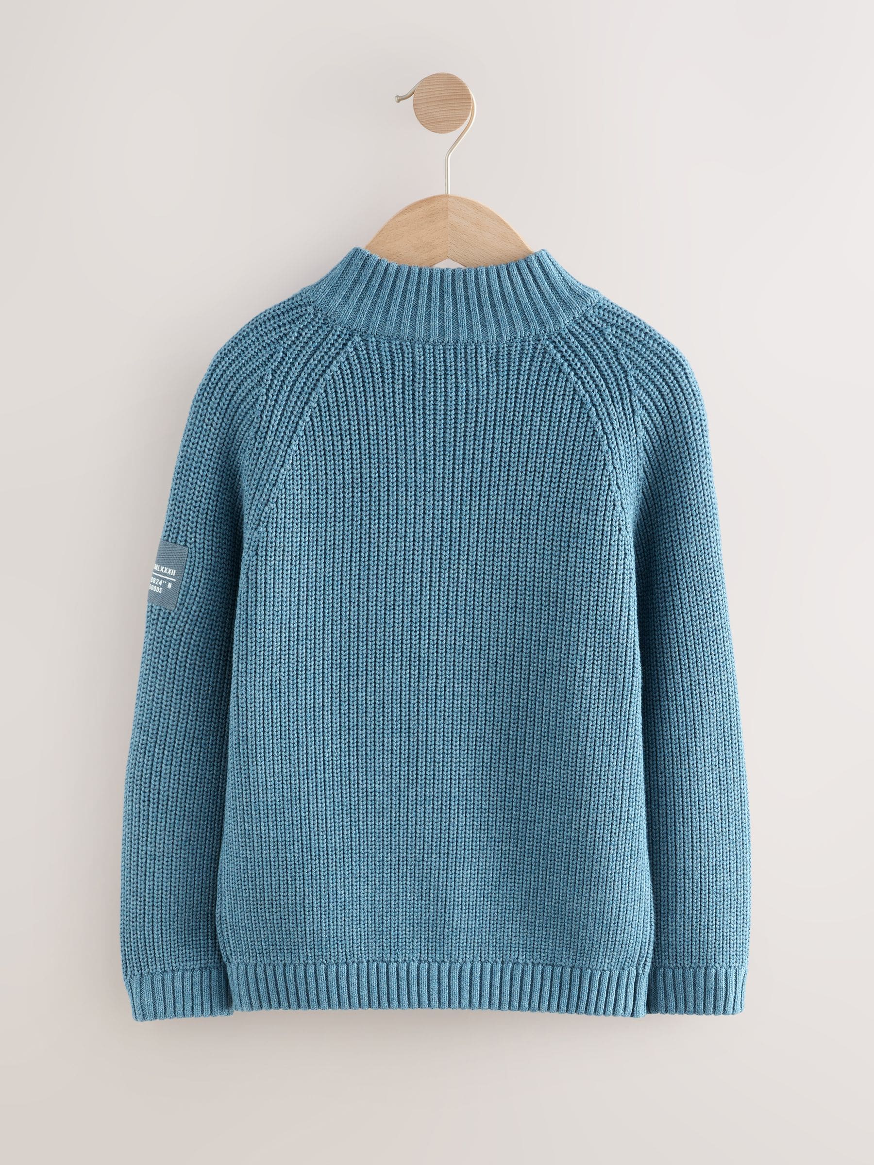 Buy Blue Utility Zip Neck Knitted Jumper (3-16yrs) from Next USA